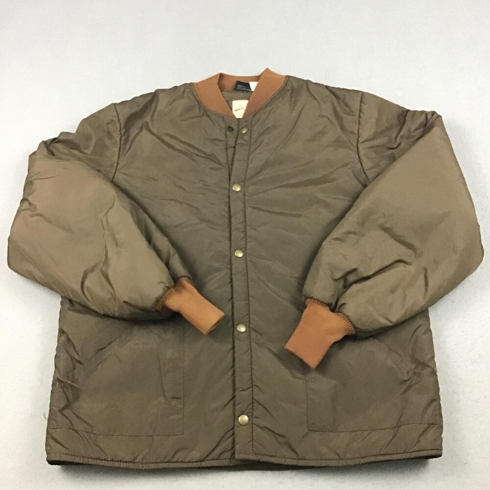 Cabela's Jacket Men XLT Big & Tall Brown Puffer Insulated Nylon Snap Pockets